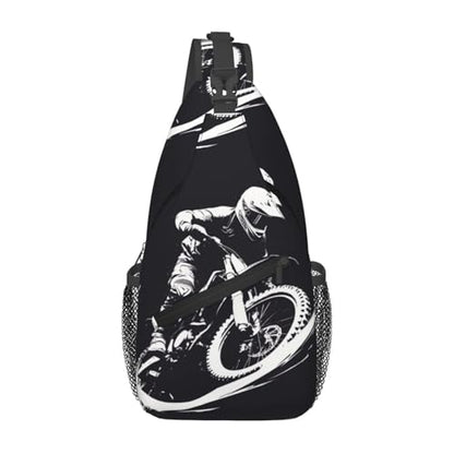 Enduro Motorcycle Racer Outdoor Crossbody Shoulder Bag For Unisex Young Adult Hiking Bicycling - color: 10