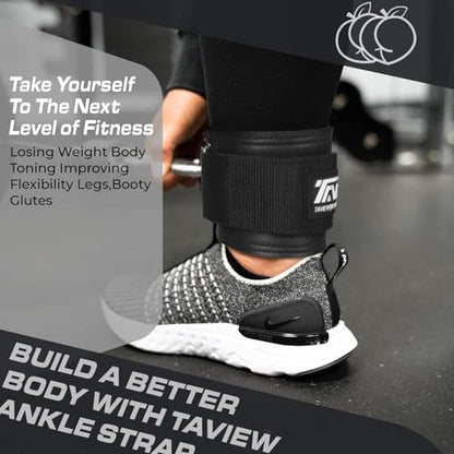 TAVIEW Ankle Straps Cable Machine Attachment for Gym - Cable Kickback Ankle Straps - Padded Ankle Cuffs for Glute Kickbacks and Leg Workouts - color: Black-Pair