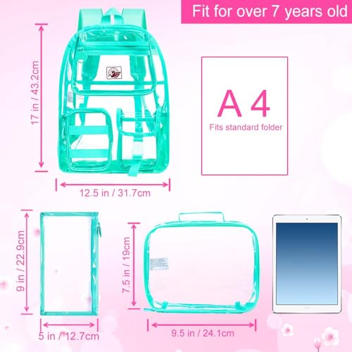 Clear Backpack, Heavy Duty Transparent Bookbag for Women and Men - color: Green 02