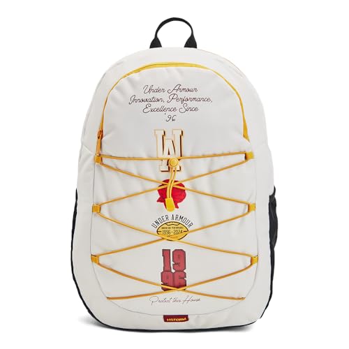 Under Armour Hustle Sport Backpack - color: (114) White Clay / Black / Golden Yellow