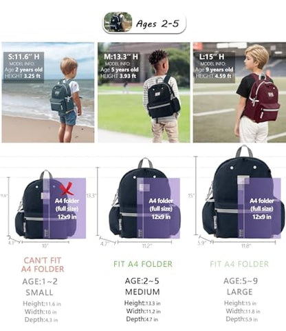 atgark Toddler Backpack for Boys 2-5: Preschool Kindergarten Backpack - 13" Daycare Backpack Fit A4 Folder - color: Dark Blue, style: Ages 2-5 (13" H Fit A4 Folder)
