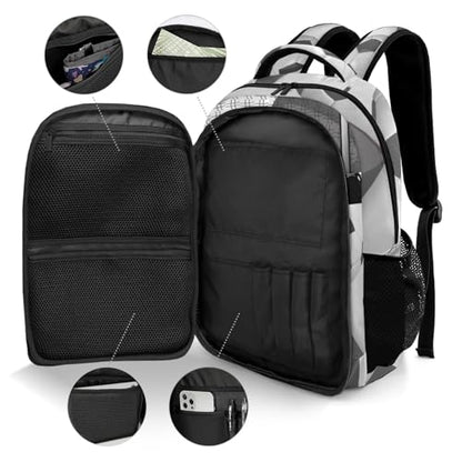 Personalized Casual Backpack Sport Ball Athlete Player Soccer Grey College School Laptop Travel Daypack for Boys Girs 16.5 Inch - color: Grey