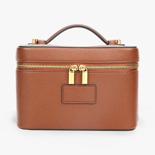 Makeup Bag Vanity Case with Removable Divider Travel Toiletry Bag Portable Cosmetic Bag Makeup Organizer Case (Light Brown) - color: Light Brown