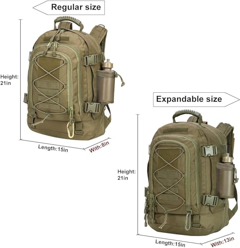 Expandable 40-64L Military Tactical Backpack 3 Day Bag Hiking Gym Sport Camping - color: Green