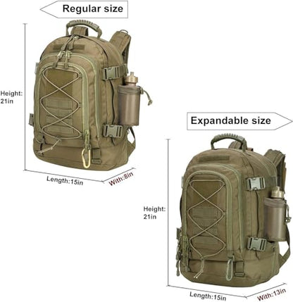 Expandable 40-64L Military Tactical Backpack 3 Day Bag Hiking Gym Sport Camping - color: Green