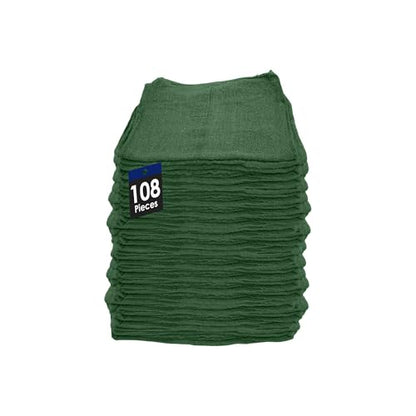 Cotton Shop Towels Cleaning Rags 108 Pack, 12x14 Inch 100% Cotton Bulk - Dye-Free Lint-Free Shop Rags Cleaning Cloths for Bar, Car, Garage, Automotive and Kitchen - Green - color: Green - 108 Pack