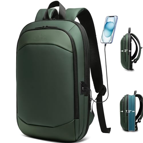 Business Backpack 17 Inch Slim Expandable Waterproof Travel Laptop Backpacks with USB Charger Port Anti-Theft Lightweight Large Work Computer Bag College Laptop Backpacks Gifts for Men Women, Green - color: Green, size: 17 Inch