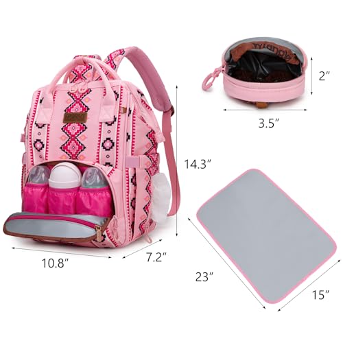 Montana West Wrangler Diaper Bag Backpack Aztec Callie Bag Travel Backpack Purses Western Multi-Function Baby Bags for Mom - color: 3pcs Pink