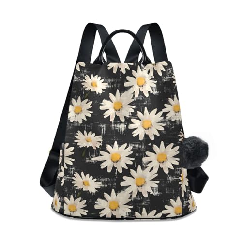 MNSRUU Women Backpack Purse Flowers with Black Backpack for Women Anti-theft Shoulder Bag Carry On Backpack Lightweight Rucksack Fashion Travel Ladies Bags - color: Flower I9295