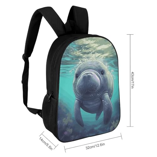 Travel Laptop Backpack Slim Durable Lightweight Back Pack Cute Cute Sea Animal Manatee Small Backpack For Women Men - color: Cute Sea Animal Manatee
