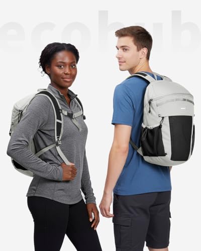 ECOHUB 15L Lightweight Casual Daypack, Packable Backpack for Daily Use, Hiking & Travel, Foldable Small Backpack with Stretch Mesh Pockets, Water-Resistant Nylon, Reflective Design - color: Grey
