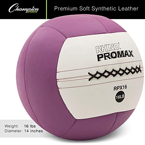 Champion Sports Rhino Promax Wall Balls - Soft Shell Non-Slip Grip for Weightlifting, Plyometrics, Cross Training, & Home Gym - style: 16 LBS