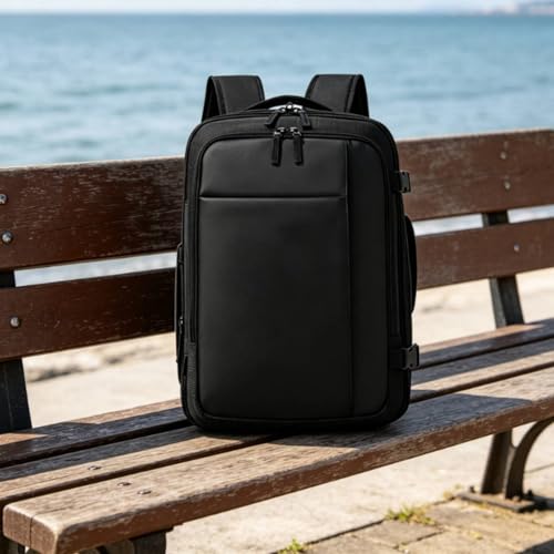 Travel Backpack with Shoe Compartment Portable Large Capacity Travel Bag Tear-Resistant for Weekend Trip, Black, Black - color: Black