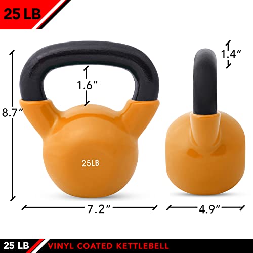 JFIT Kettlebell Weights Vinyl Coated Iron - style: 25lb (Orange)
