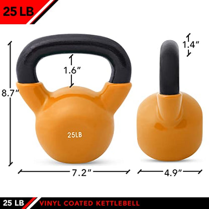 JFIT Kettlebell Weights Vinyl Coated Iron - style: 25lb (Orange)