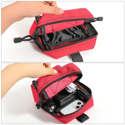 FRTKK 2 Pack Molle Pouches - Tactical Compact Water-Resistant EDC Pouch Bag Small Utility Pouch - color: red