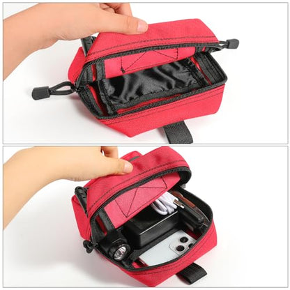 FRTKK 2 Pack Molle Pouches - Tactical Compact Water-Resistant EDC Pouch Bag Small Utility Pouch - color: red