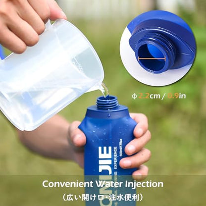 TRIWONDER Collapsible Water Bottles TPU Soft Flask Running Bottles BPA-Free Sports Flasks for Hiking Climbing Camping (500ml/16.91oz with Straws - Pack of 2) - color: 500ml/16.91oz with Straws - Pack of 2