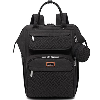BabbleRoo Diaper Bag Backpack, Multifunction Nappy Changing Bag with Changing Pad, Stroller Straps & Pacifier Case, Unisex Stylish Travel Back Pack for Moms & Dads - Black - color: Black