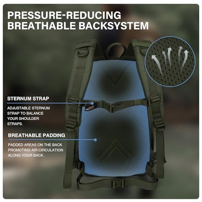 Mardingtop Small Tactical Molle Backpack for Men, 18L EDC Motorcycle Backpack,Hiking Daypack - color: Range Green