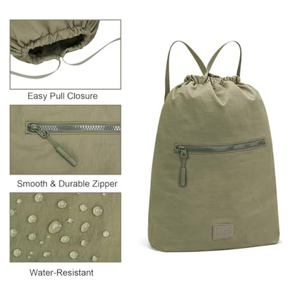 Lee Drawstring Backpack Bag Lightweight Small Gym Swim Beach Bag Water Resistant Sports Sackpack for Men Women, LEE48-002GN - color: Green