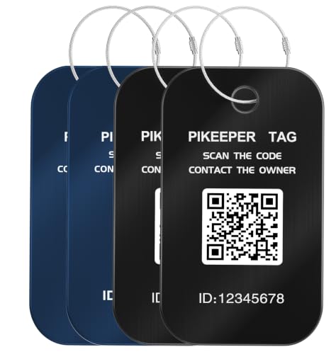 Smart QR Code Luggage Tags with Scan Location Display - 4-Pack Heavy Duty Metal Travel ID Labels with Lost & Found Recovery System for Backpacks, Bags - color: Black/Blue
