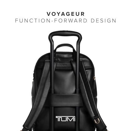 TUMI - Voyageur Holland Backpack - Women's Leather Everyday & Travel Bag - Fits up to a 14" Laptop - 14.8" X 11.3" X 5.6" - Black, Gold Hardware - color: Black With Light Gold Hardware