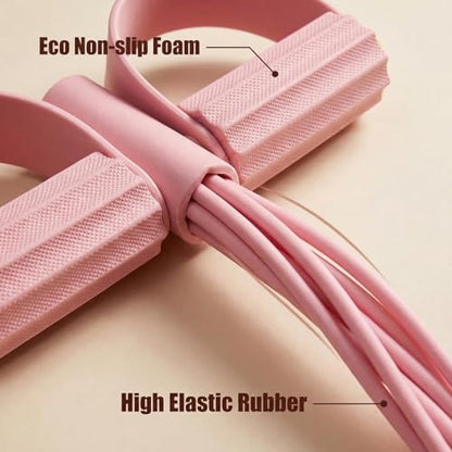 Handles for Elastic Resistance Tube Multifunction Fitness Training Pull Exercise Bands Abdomen/Waist/Arm/Leg Device Foot Handle, with Pedal Rope Fashion Tension Stretching 8 Puller Band Pedal(Pink)
