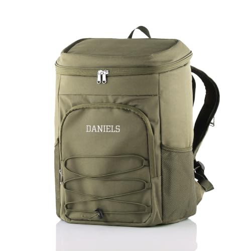 Personalized Cooler Backpack for Men, Custom Embroidered Backpack Cooler Bag, 30 Can Insulated Soft Cooler with Bottle Opener, Gift for Groomsmen Dad Husband, Black Blue Green - color: Green