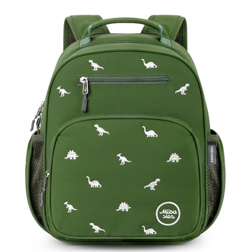 mibasies Boys Backpacks Ages 5-8: Quilted Backpack for Kids - Cute 15 Inches Bookbag for Kindergarten Elementary School Dinosaur Green - color: Dinosaur Green, style: Kids-15"h