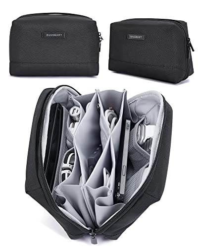 BAGSMART Electronics Organizer Pouch, Travel Tech Organizer Bag for Travel Essentials, Cord Organizer Bag as Travel Accessories for Men Women, Portable Charger Organizer with Handle, Black
