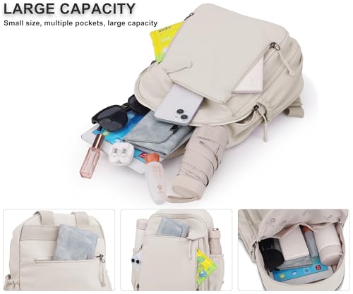 Pealwel Mini Nylon Women Backpacks,Small Ladies backpacks Lightweight Shoulder Satchel Bag Tote Handbag Casual Travel Daypack (Beige(A)) - color: Beige(a)