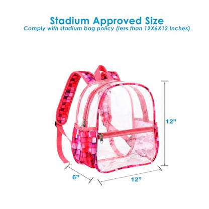 Fomaris Clear Backpack 12x6x12 Stadium Approved Clear Bag for Stadium Events, Sports, Concerts, Festivals, Games, Women & Girls - Checkered Rose Pink - color: Checkered Pink