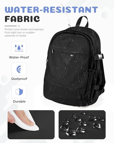 Black Backpack for Men Women, Lightweight Basic Bookbag for Teens Boys and Girls, Causal Daypack Travel Carry on Backpack fits 15.6 Inch Laptop - color: I-black
