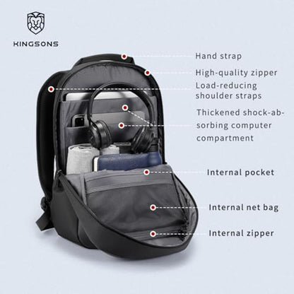 Kingsons 15.6 Inch Laptop Compartment Backpack for Men,Waterproof Slim Durable Business Backpack for Work，Travel (KS25458-Blue-US-1) - color: Ks25458-blue-us-1