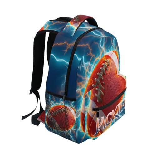 susiyo Custom Name Backpack Personalized School Bookbag Lightning American Football Lightweight College Back Pack Travel Camping Casual Daypack for Teens Girls Boys Women Men - color: Custom Football
