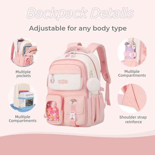 VIDOSCLA Vivid Girls' School Backpack Kids Elementary Schoolbag Primary Backpack with Multi-Pocket Design - color: A03# Black
