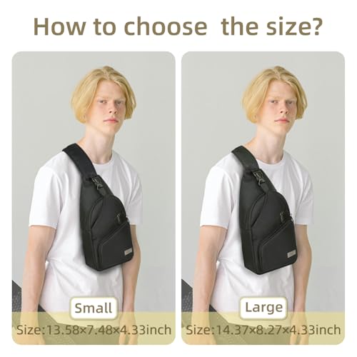 AMJ Crossbody Sling Bag Men Women, Casual Shoulder Backpack, Chest Daypack Satchel for Hiking Travel - color: Black, size: Small
