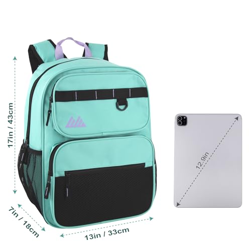 Summit Ridge Travel Backpack for Men and Women, Spacious Work Daypack with Water Bottle Pockets (Mint Green) - color: Mint Green
