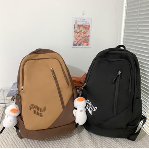 book bag Sporty Backpack With Laptop Compartment Integrated Water Bottle Pocket For Travel School waterproof(Khaki) - color: Khaki