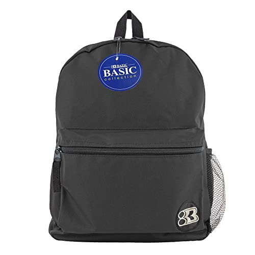 BAZIC PRODUCTS 16 Inch Black Basic Backpack, School Book Bag for Students Teens Adults, Travel Work, Case of 12 - color: Black, size: 12-Pack