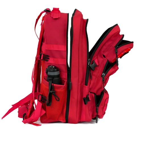Military Tactical Backpack 55L for Men & Women Bug Out Bag Assault pack Molle Daypack Hiking Trekking Rucksack (Red) - color: Red