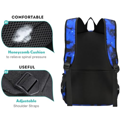 Kids Backpack School Backpack for Boys, Elementary Primary Middle School Bags With Lunch Bag & Pencil Case, Lightweight Laptop Backpack College Bookbag Travel Dayback, Blue - style: Skateboard-blue1