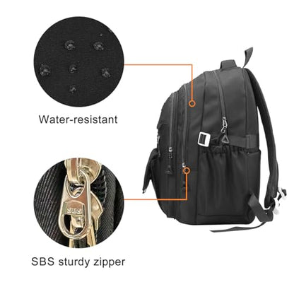 Phaoullzon Teen Girls School Backpack with Lunch Box for Boys, College Aesthetic Laptop Bookbag for Women,Black - color: Black