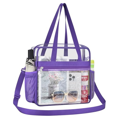 Oraben Clear Tote Bag Clear Bag Stadium Approved 12x6x12 Stadium Bag for Work, Sports Games,Gym - color: Purple, style: One Pocket