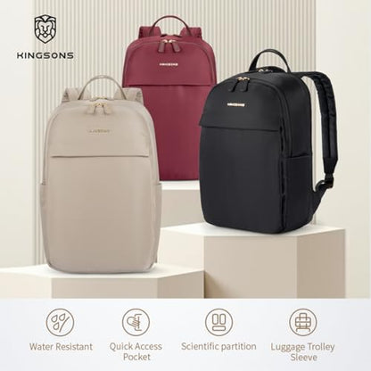 Kingsons Slim Travel Backpack With Luggage Strap,Black Business Backpack, Waterproof Nylon Commuter Bag for Work & Travel,Hiking, Red，Khaki (KS25002-Khaki-US-1) - color: Ks25002-khaki-us-1