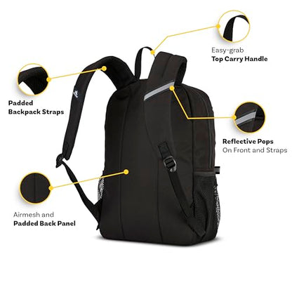 High Sierra Swoop Backpack, Lightweight Bookbag, Large Main Compartment + External Accessory Pockets, Separate Laptop Pocket, Dual Water Bottle Pockets, Fits most 17” Laptops, 30L Capacity, Blue Waves - color: Blue Waves