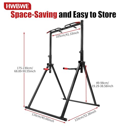 Foldable Power Tower Dip Station Pull Up Bar Station,Adjustable Multifunction Training Fitness Equipment for Home Outdoor Triangular