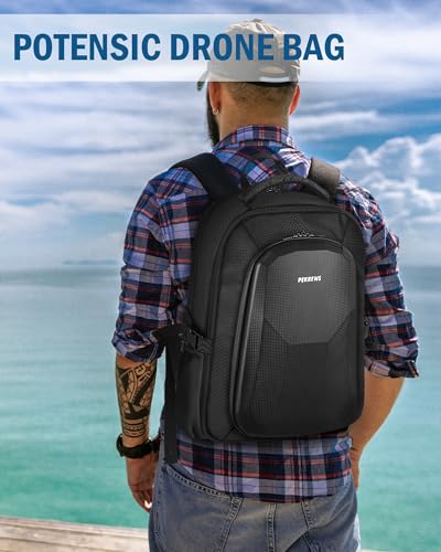 PEKREWS Atom 2 Case, Large Capacity Backpack for Potensic Atom 2/SE/3-Axis/LT, Expandable Travel Drone Bag Fits 15.6 Inch Laptop and Fly More Combo (Not Compatible with RC PTD 1 Remote Controller)