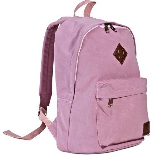 Canvas Laptop Backpack, Durable Rucksack, Travel Bag Fits 15.6 Inch Notebook for Women Factory Directly (Pink) - color: Pink